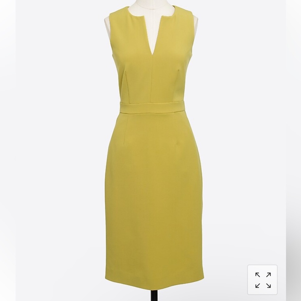 J. Crew Split Neck Suiting Dress Chartreuse 6
